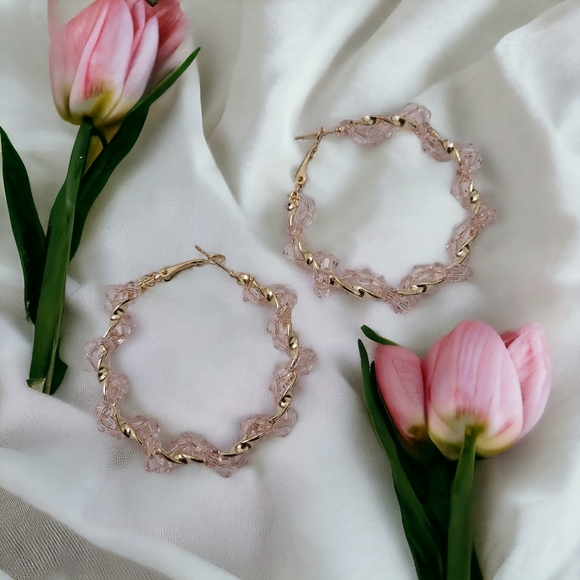 Blush hoop earrings - Picture 2 of 7